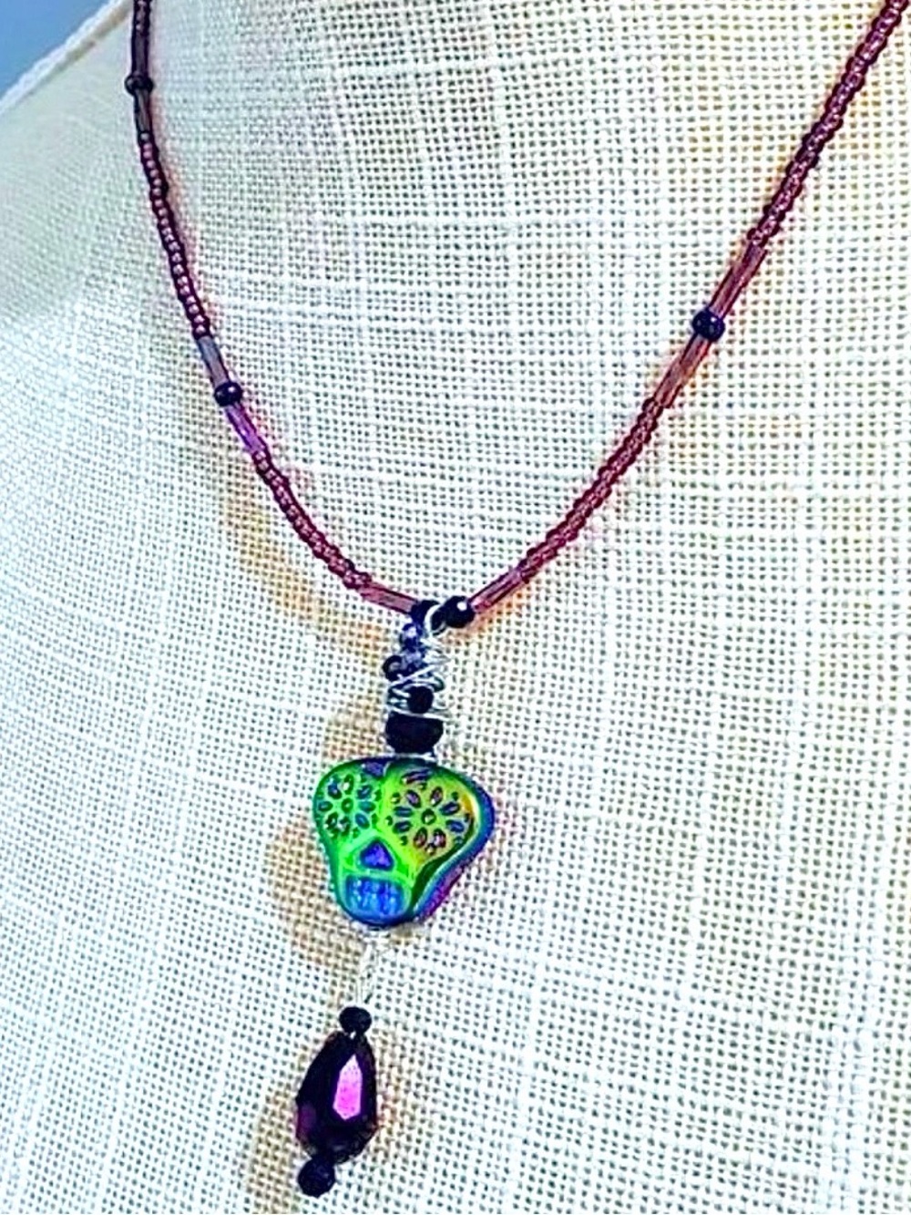 Boho Sugar Skull Beaded Necklace